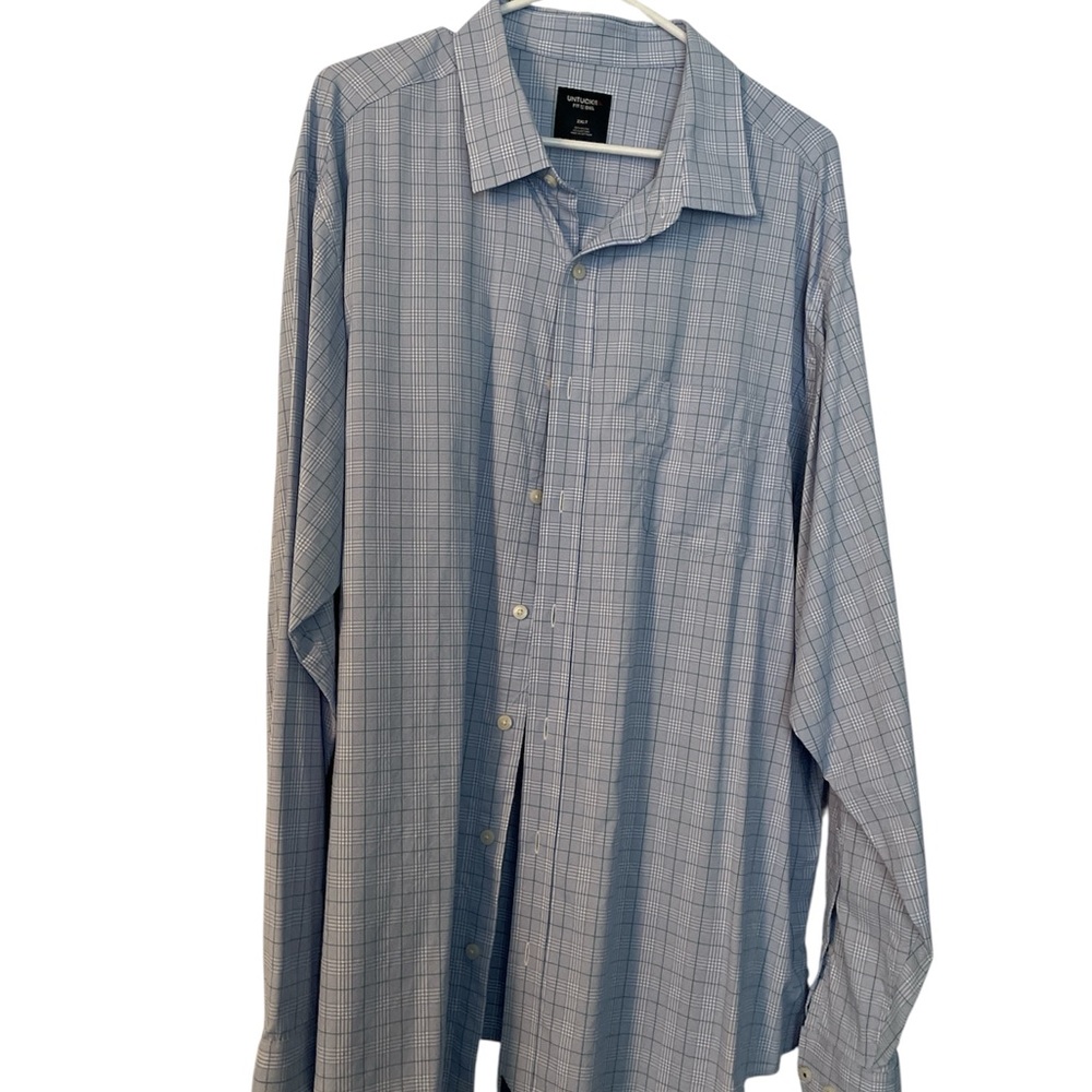 Men's Blue Plaid Button-Up Shirt
